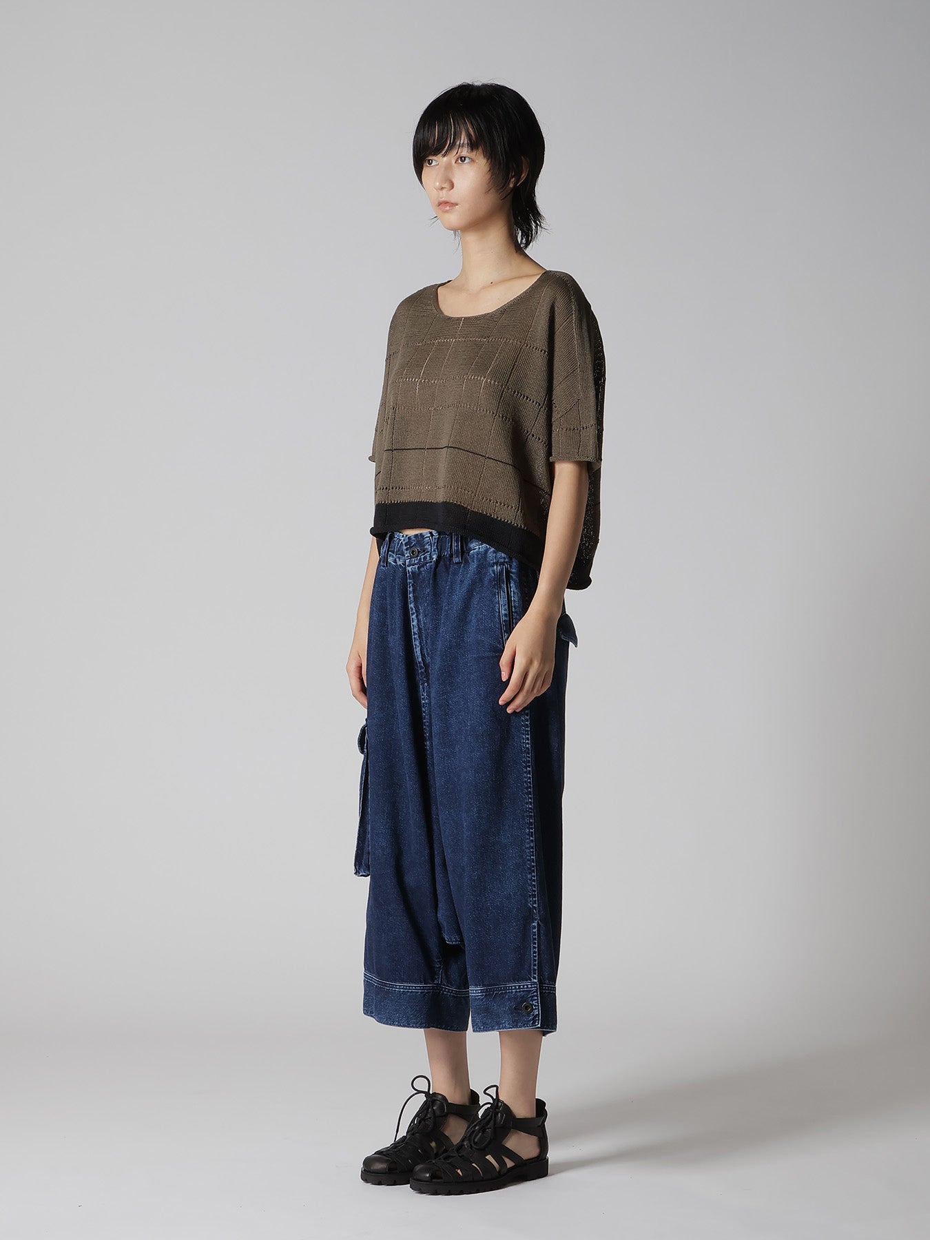 COTTON JERSEY DROP SHOULDER SHORT PULLOVER