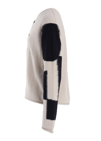 INTERSIA JERSEY ROUND NECK KNIT CARDIGAN