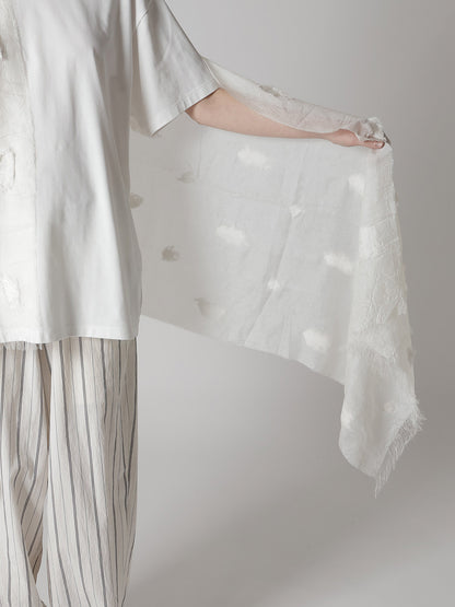 CUT SILK JACQUARD DOT CUT SCARF