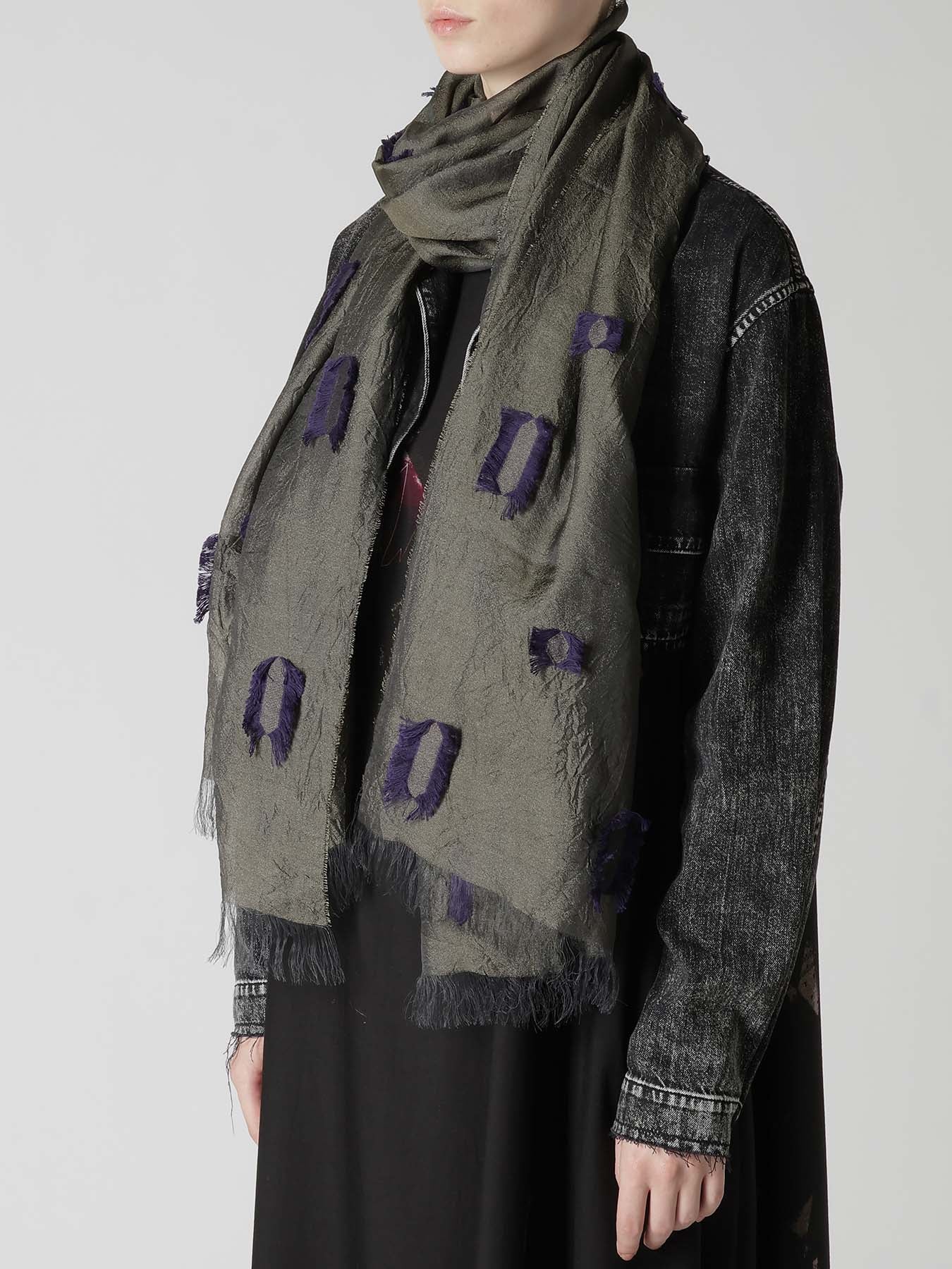 CUT SILK JACQUARD DOT CUT SCARF