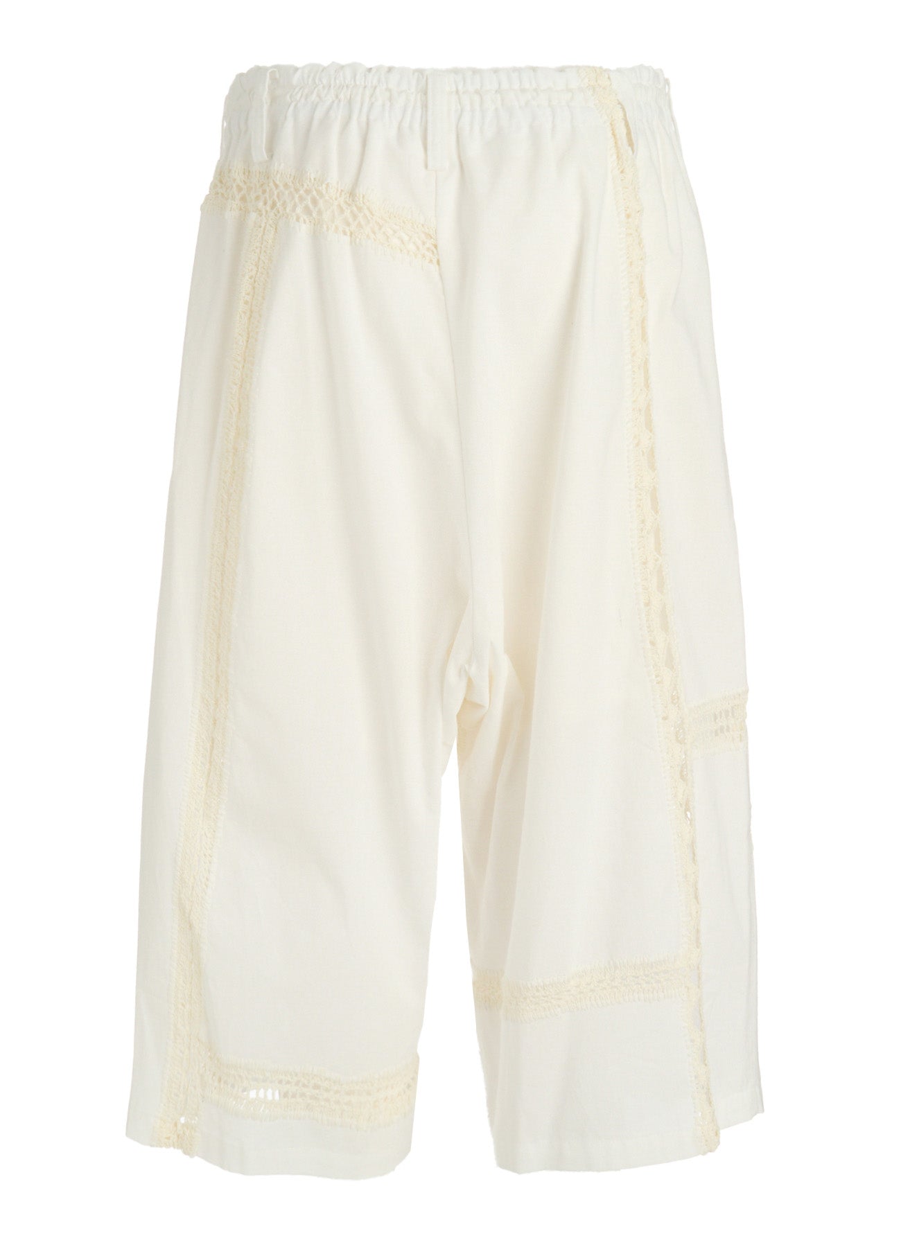 COTTON CROCHET PATCHWORK 3 TUCK HALF PANTS