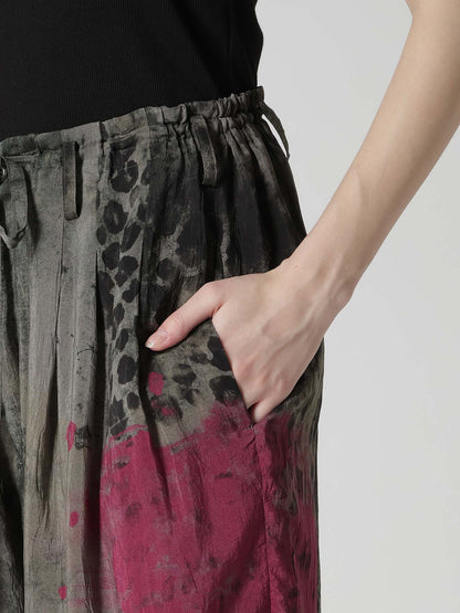 LEOPARD CUPRO HALF PANTS
