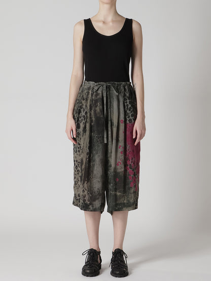 LEOPARD CUPRO HALF PANTS