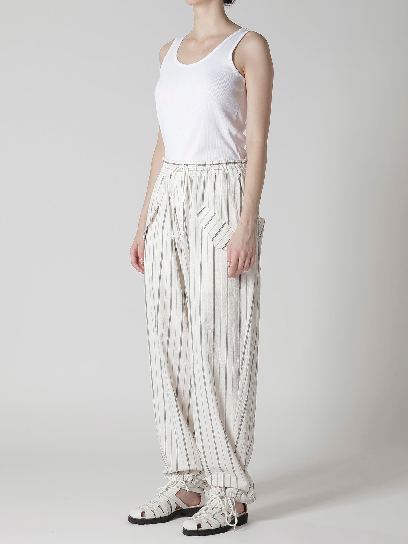 C/LI WASHER STRIPE DRAW STRING PANTS