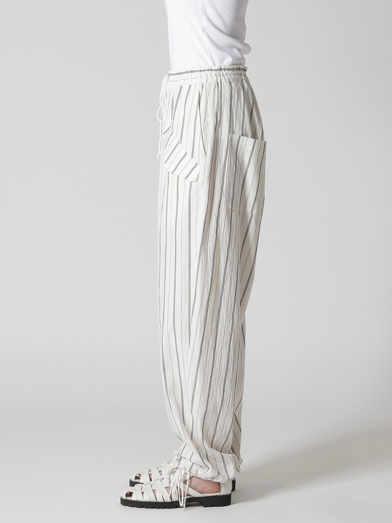 C/LI WASHER STRIPE DRAW STRING PANTS