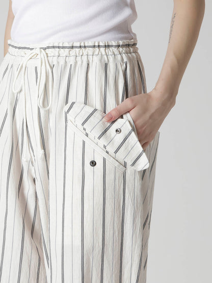 C/LI WASHER STRIPE DRAW STRING PANTS