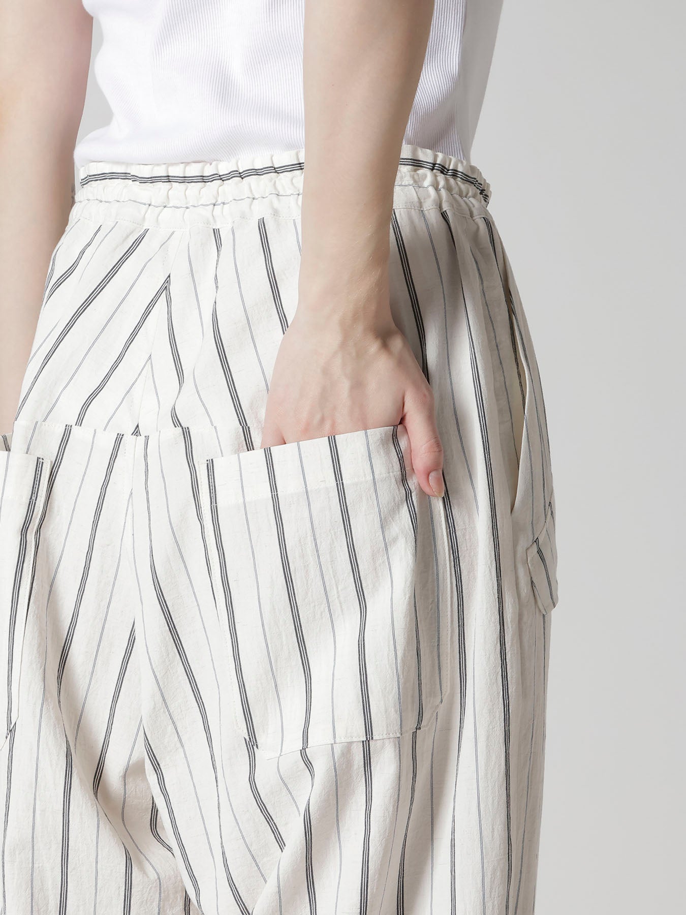 C/LI WASHER STRIPE DRAW STRING PANTS