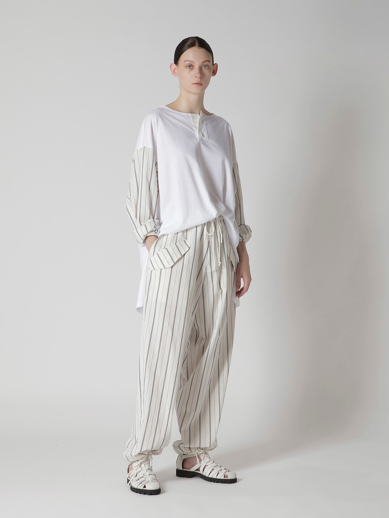C/LI WASHER STRIPE DRAW STRING PANTS