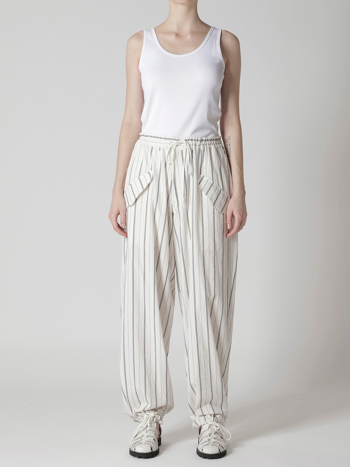 C/LI WASHER STRIPE DRAW STRING PANTS