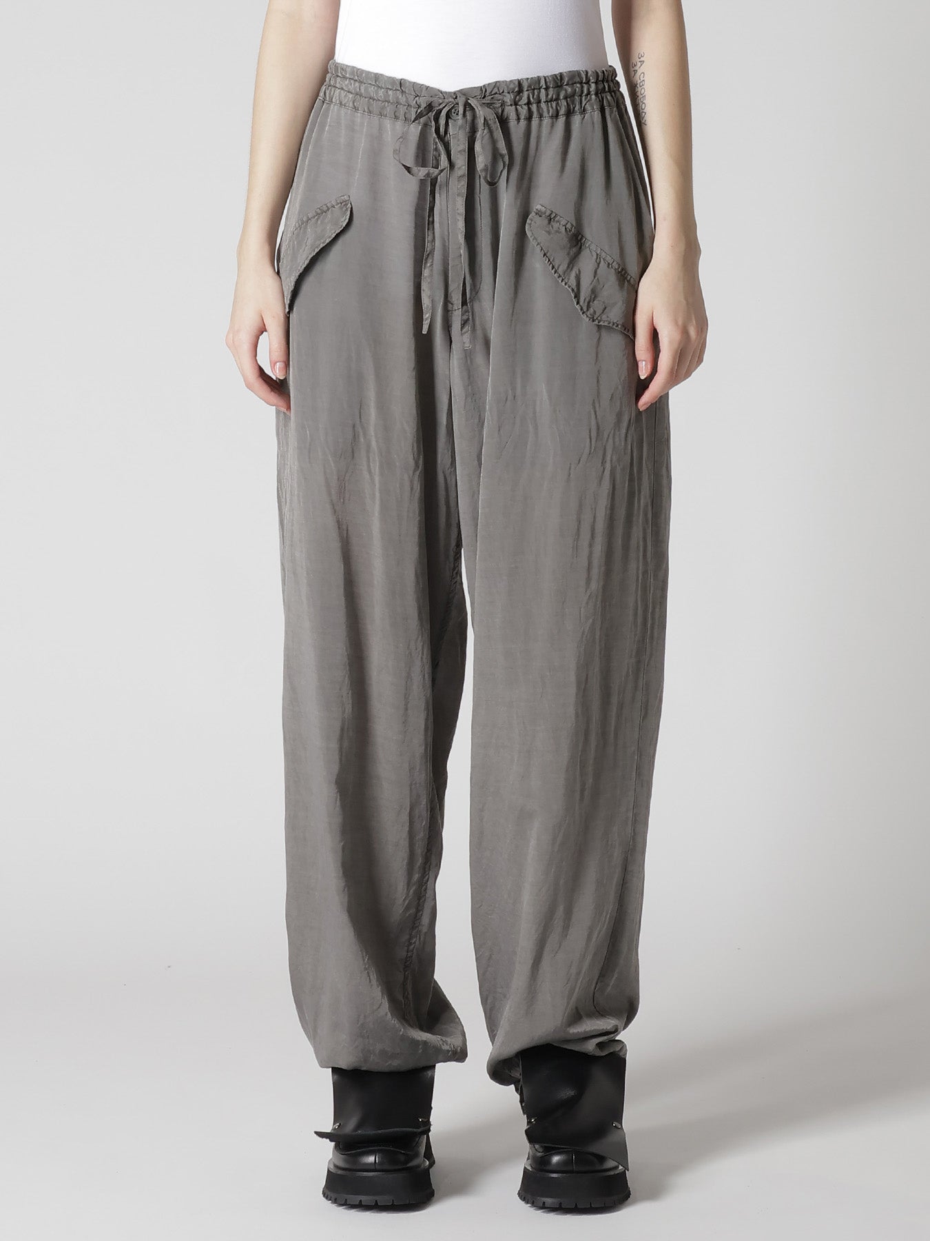 CUPRO/COTTON LAWN GARMENT DYED DRAW STRING PANTS