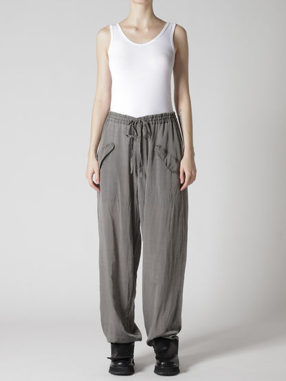 CUPRO/COTTON LAWN GARMENT DYED DRAW STRING PANTS