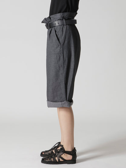 HERRINGBONE DENIM WAIST HALF PANTS