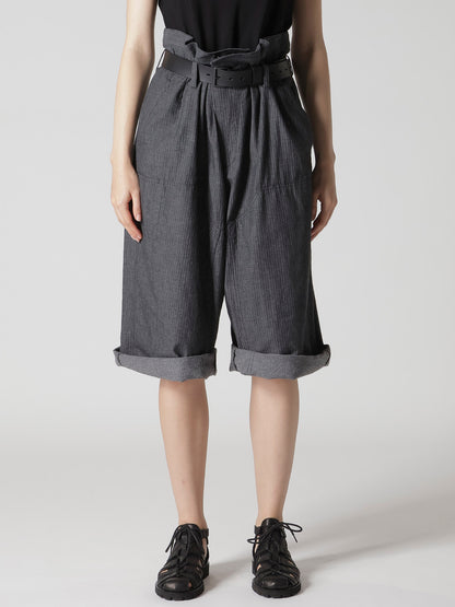 HERRINGBONE DENIM WAIST HALF PANTS