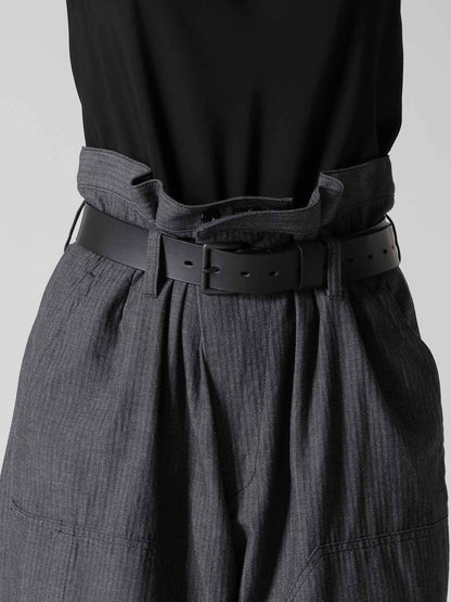 HERRINGBONE DENIM WAIST HALF PANTS