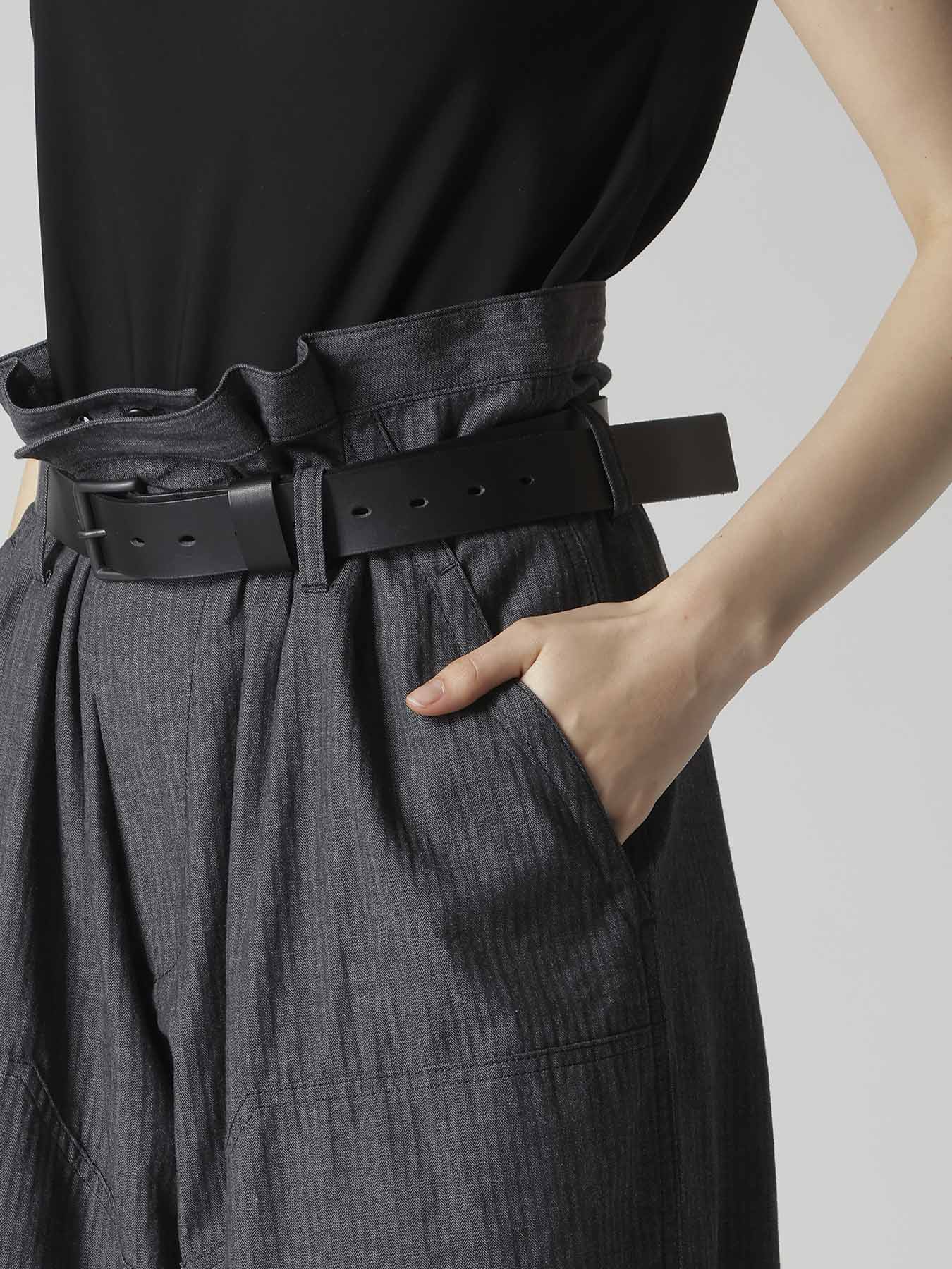 HERRINGBONE DENIM WAIST HALF PANTS