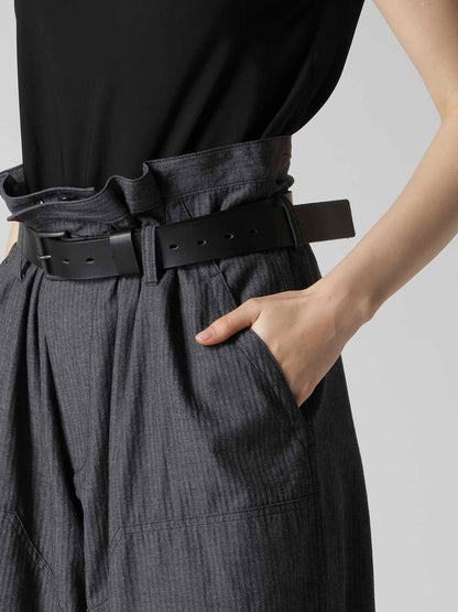 HERRINGBONE DENIM WAIST HALF PANTS