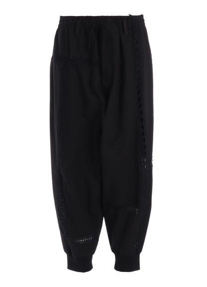 COTTON CROCHET PATCHWORK RIB HEM PANTS