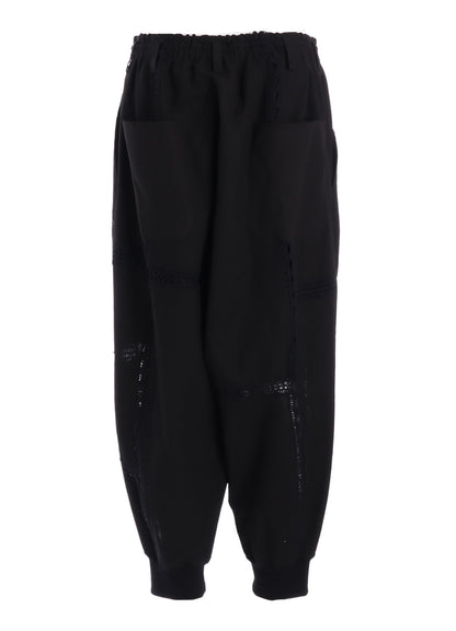 COTTON CROCHET PATCHWORK RIB HEM PANTS