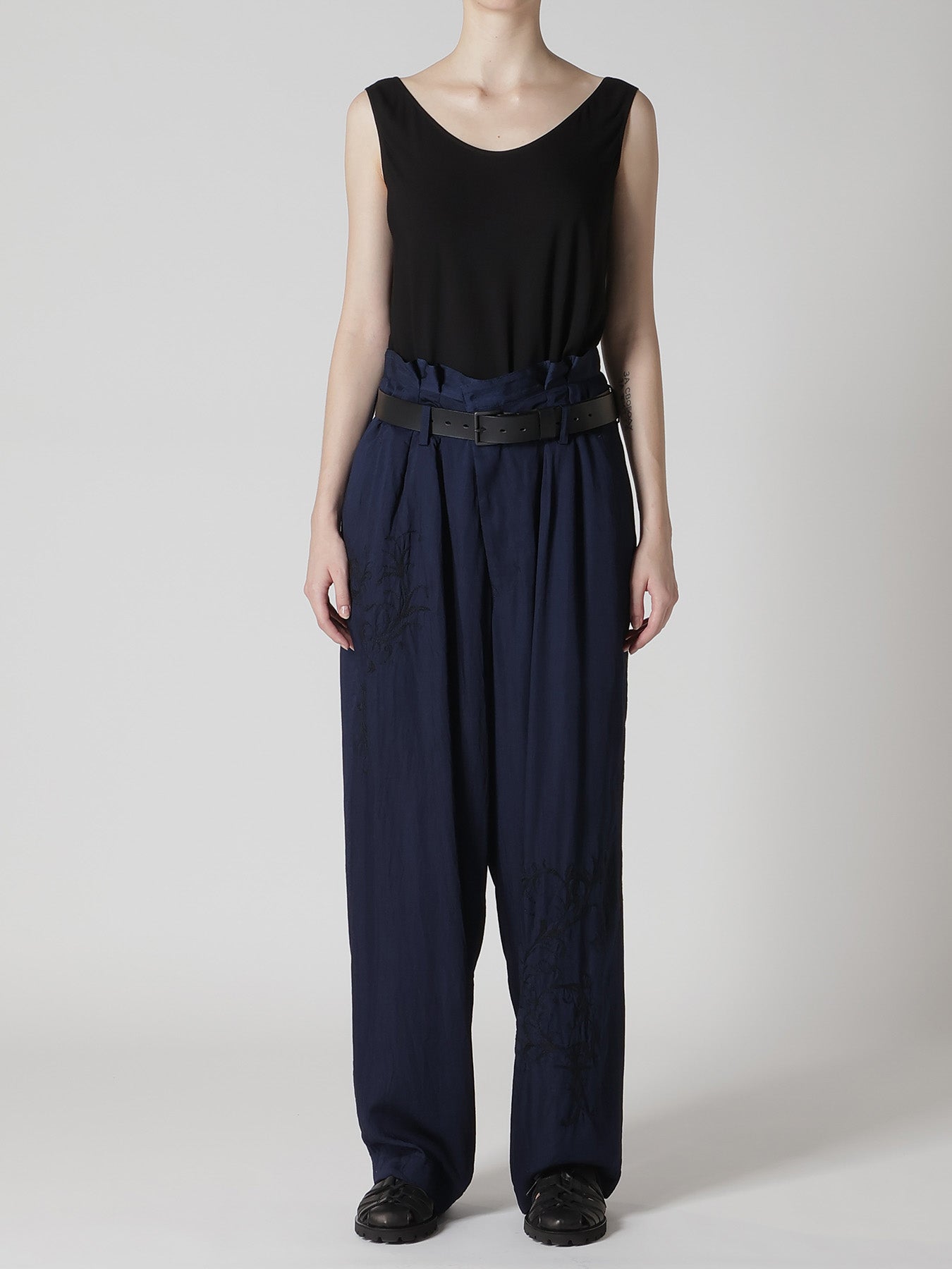 CU/ DUNGAREE TWILL BOTANICAL WIDE PANTS
