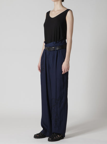 CU/ DUNGAREE TWILL BOTANICAL WIDE PANTS