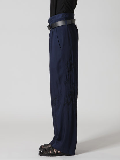 CU/ DUNGAREE TWILL BOTANICAL WIDE PANTS