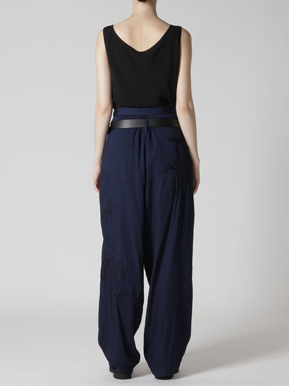 CU/ DUNGAREE TWILL BOTANICAL WIDE PANTS