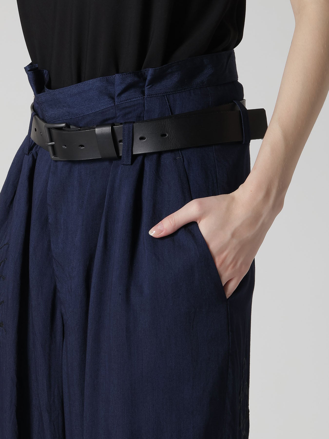 CU/ DUNGAREE TWILL BOTANICAL WIDE PANTS