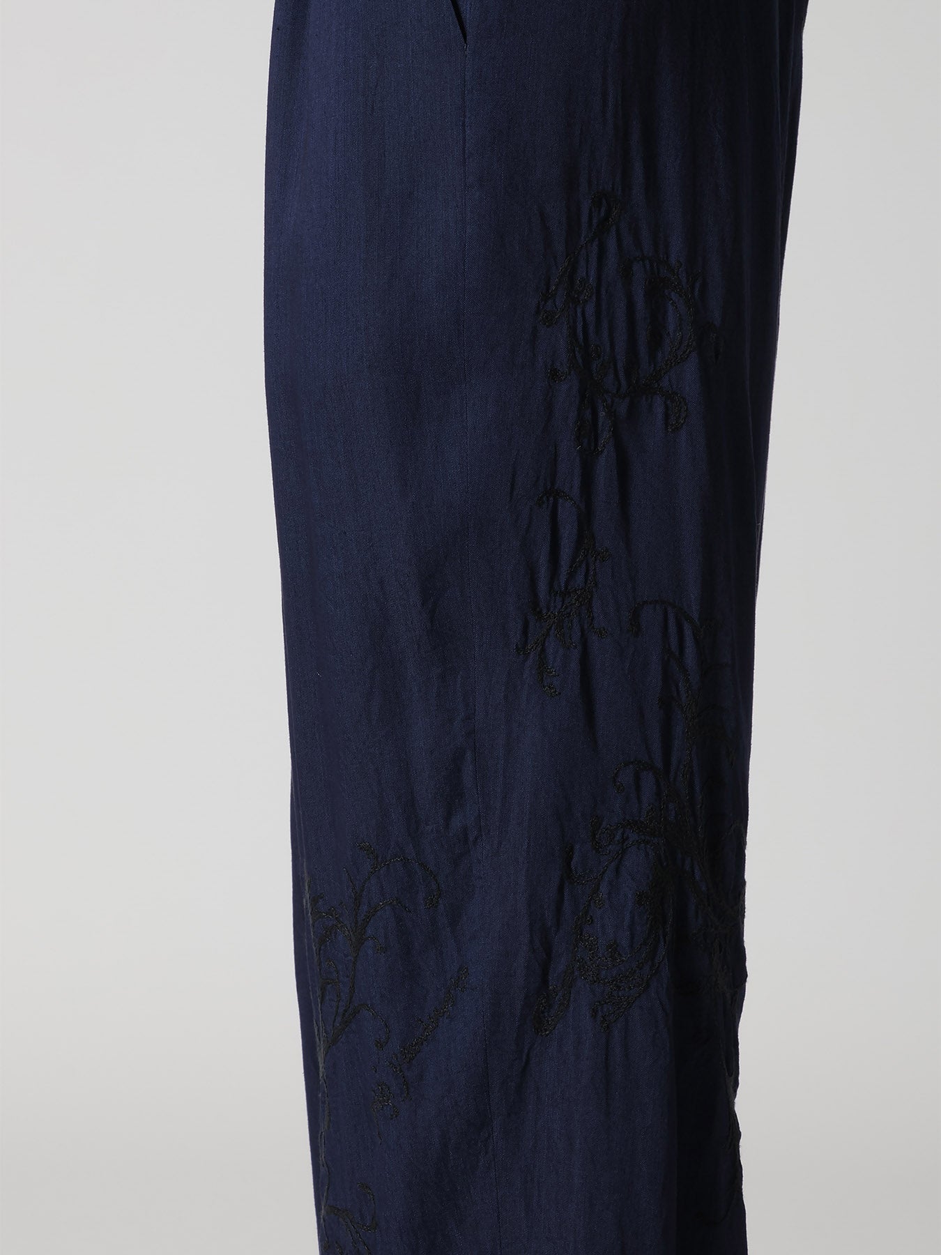 CU/ DUNGAREE TWILL BOTANICAL WIDE PANTS