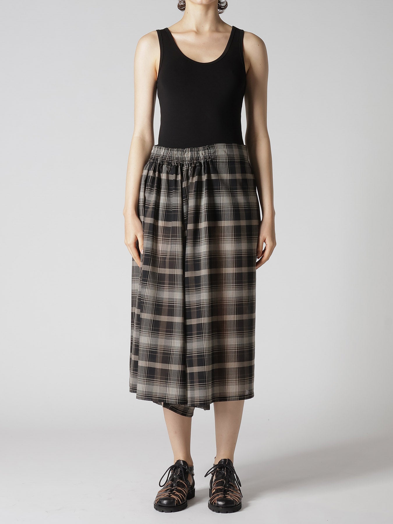 W/PE VOILE PLAID RIGHT SIDE GATHER PANTS – THE SHOP YOHJI YAMAMOTO