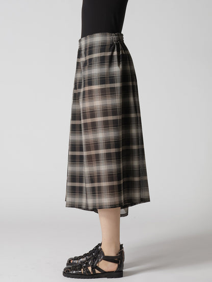 W/PE VOILE PLAID RIGHT SIDE GATHER PANTS