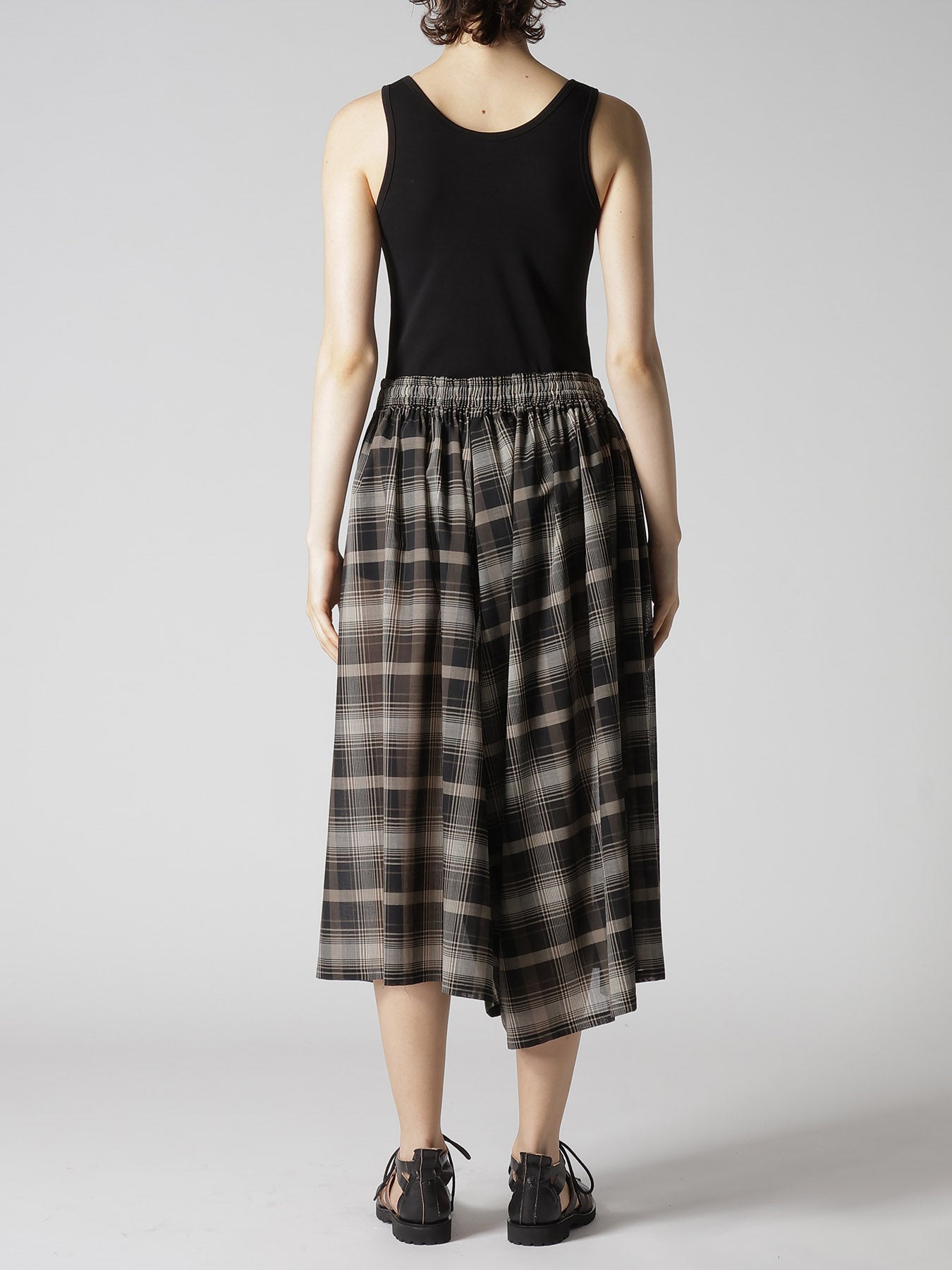 W/PE VOILE PLAID RIGHT SIDE GATHER PANTS
