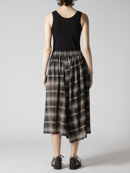 W/PE VOILE PLAID RIGHT SIDE GATHER PANTS