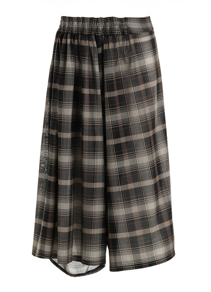 W/PE VOILE PLAID RIGHT SIDE GATHER PANTS