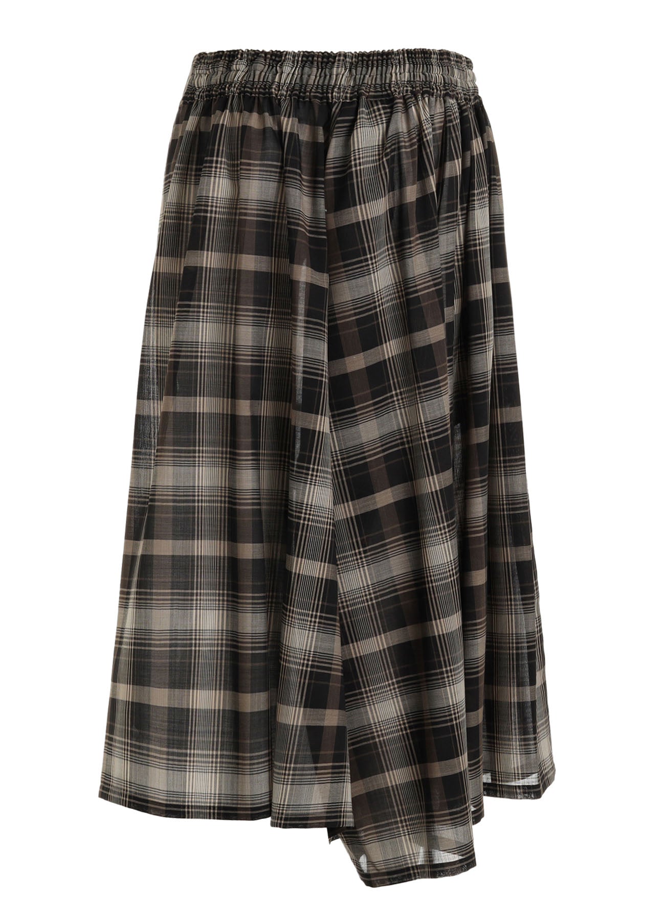 W/PE VOILE PLAID RIGHT SIDE GATHER PANTS
