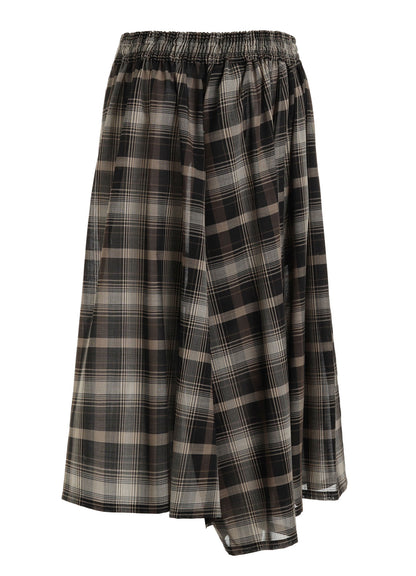 W/PE VOILE PLAID RIGHT SIDE GATHER PANTS