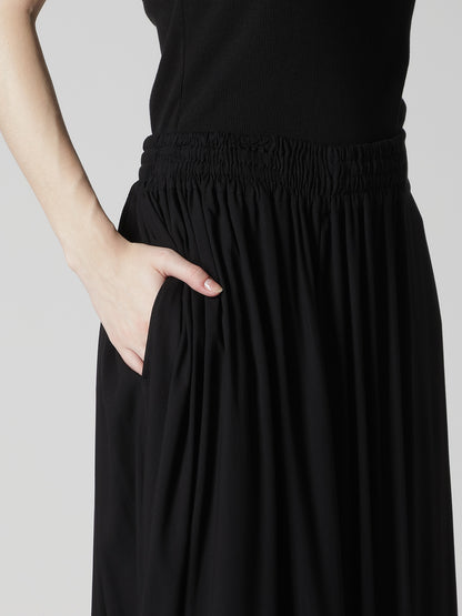 RAYON TWILL RIGHT SIDE GATHER PANTS