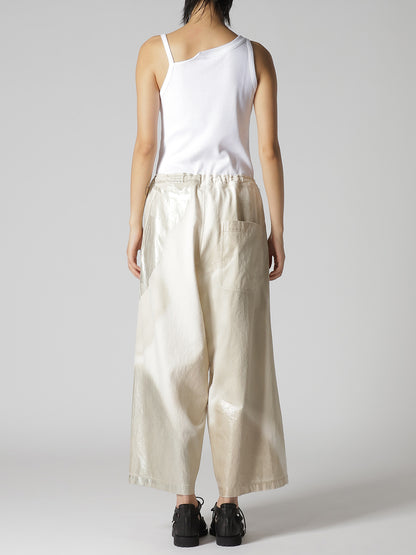 8OZ DENIM FOIL PRINT FRONT TUCK WIDE PANTS