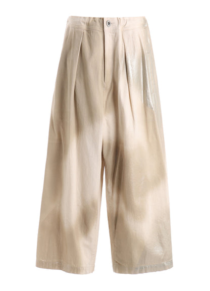 8OZ DENIM FOIL PRINT FRONT TUCK WIDE PANTS