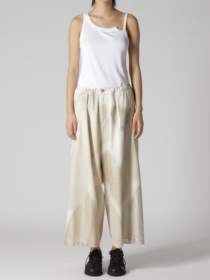 8OZ DENIM FOIL PRINT FRONT TUCK WIDE PANTS