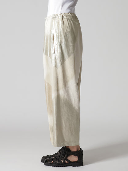 8OZ DENIM FOIL PRINT FRONT TUCK WIDE PANTS