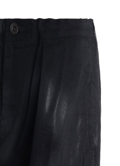 8OZ DENIM FOIL PRINT FRONT TUCK WIDE PANTS