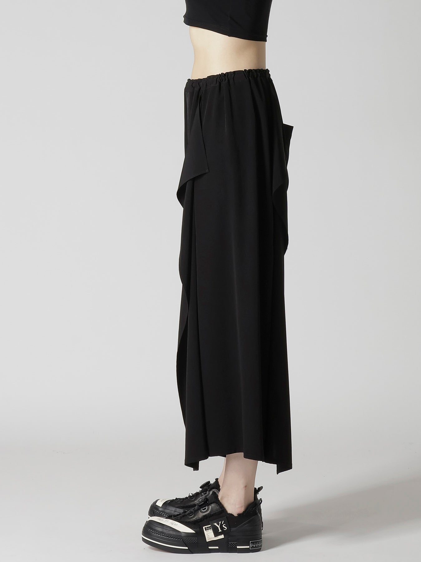 TA/PE CREPE DE CHINE LEFT DRAPE PANTS
