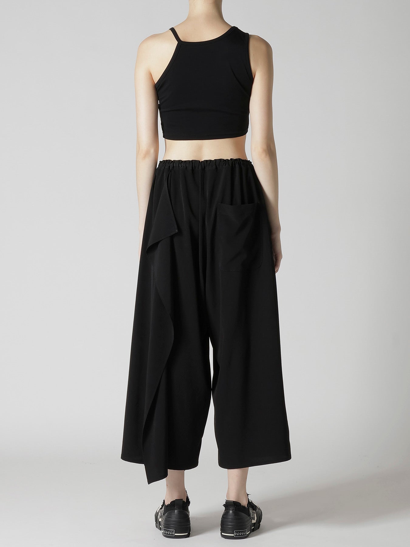 TA/PE CREPE DE CHINE LEFT DRAPE PANTS