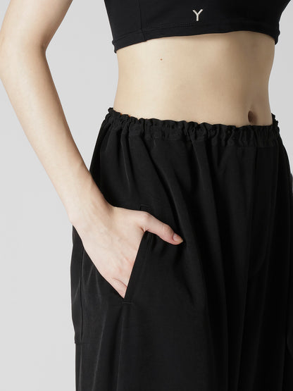 TA/PE CREPE DE CHINE LEFT DRAPE PANTS