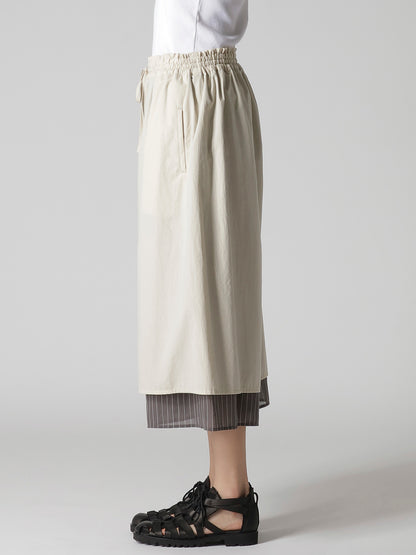 COTTON BROAD GATHERE DOUBLE PANTS