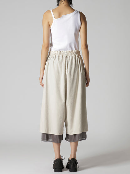 COTTON BROAD GATHERE DOUBLE PANTS