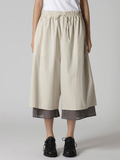 COTTON BROAD GATHERE DOUBLE PANTS