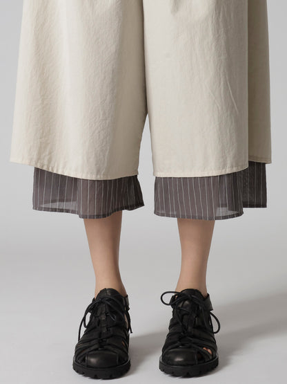COTTON BROAD GATHERE DOUBLE PANTS