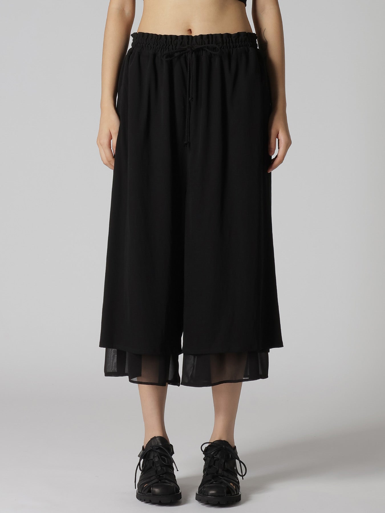 COTTON HARD TWISTED JERSEY GATHERED DOUBLE PANTS