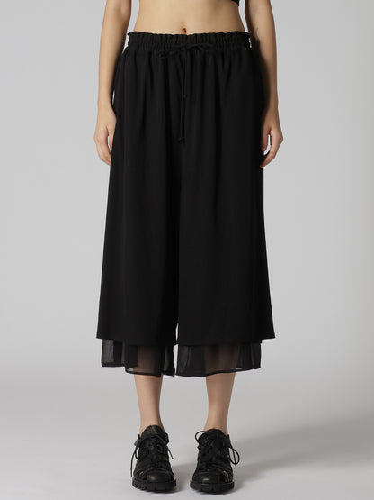 COTTON HARD TWISTED JERSEY GATHERED DOUBLE PANTS